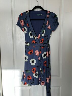 Kimchi Blue Floral Wrap Dress in Navy Blue